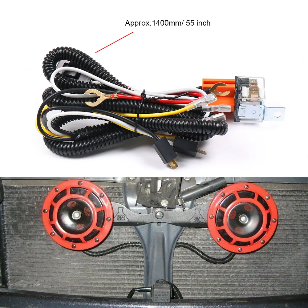 12V 115DB Super Loud Compact Electric Blast Tone Air Horn With Wiring Harness Relay Kit for Motorcycle Car 2pcs/set - Image 6