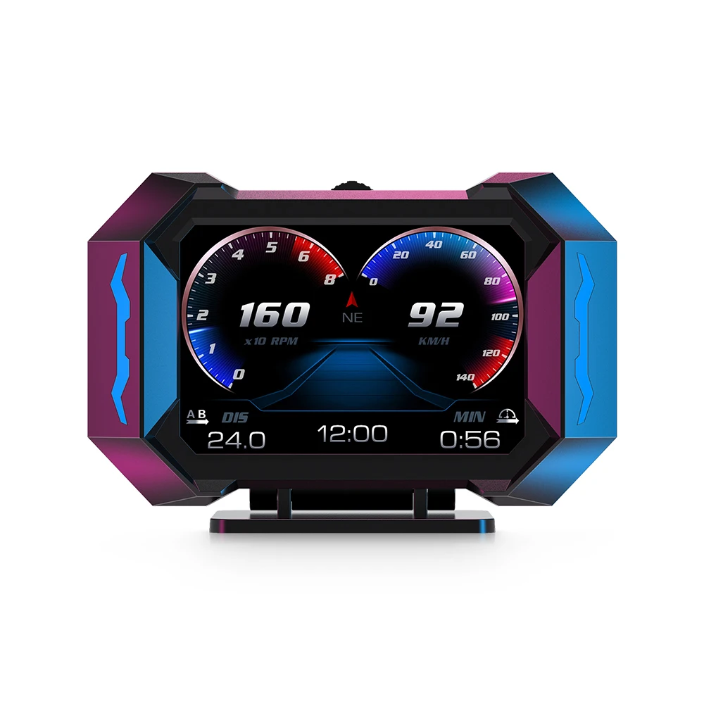 OBDII+GPS HUD P25 Head up Display Car Digital Speedometer Water Temp Fuel Consumption Slope Meter Slope Inclination Alarm