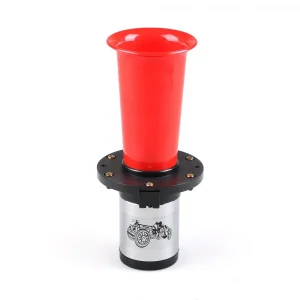 12V Loud Classic Chrome/Red Air Horn 115dB Single Trumpet 450Hz for Car Van Truck Train RV AUTO Boat Alarm Horn