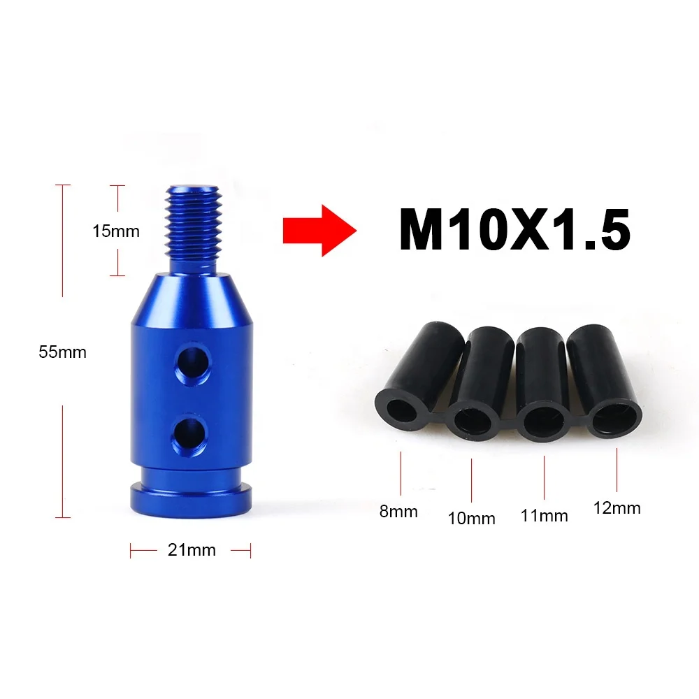 Universal Aluminum Alloy Car Manual Adapter Gear Shift Knob for M10x1.5/M12x1.25 Thread - Image 2