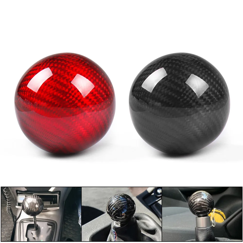 Real Universal Car Gear Shifter Lever Round Ball Shape Carbon Fiber Gear Shift Knob - Image 5