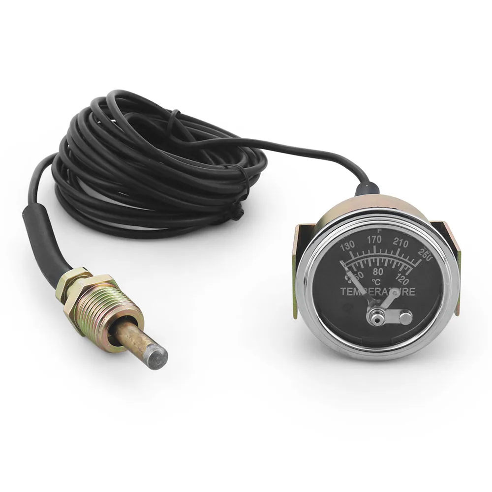 52MM Mechanical 12V Water Temperature Meter New 50-120℃/130-250℉ LED Display with Yellow Light NPT 1/2 Sensor and Manual Alarm - Image 4