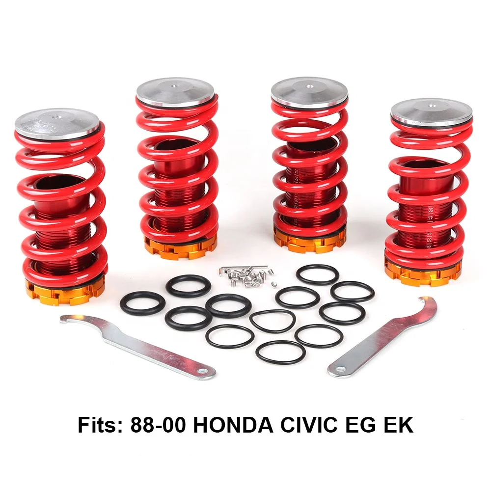 Aluminum Coilover Springs Kit for Honda Civic 88-00 Red Available Coilover Suspension Coilover Springs - Image 3