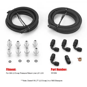 AN6 Aluminum Power Steering Pump Hose Kit for Pump Mount Reservoir For GM LS Swap Pressure Return To Prevent Damage Rack&Pinion