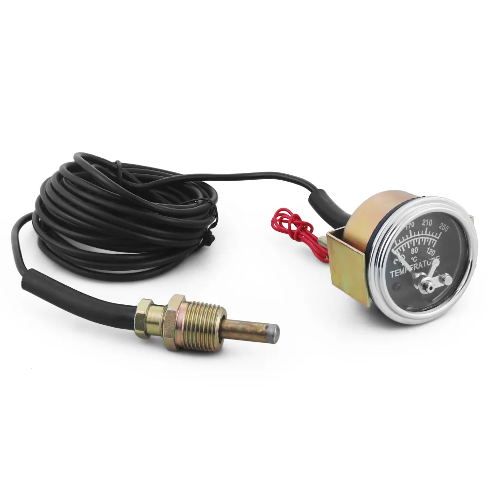 52MM Mechanical 12V Water Temperature Meter New 50-120℃/130-250℉ LED Display with Yellow Light NPT 1/2 Sensor and Manual Alarm - Image 5