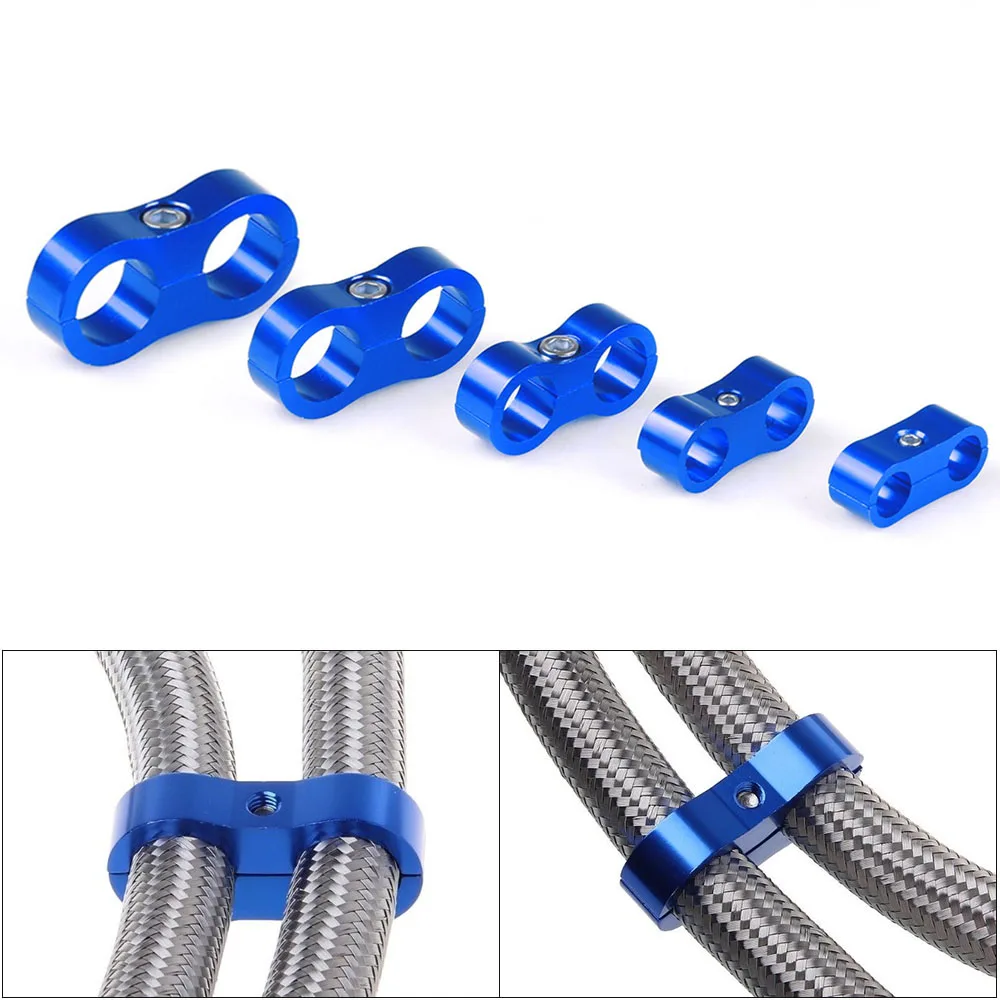 New AN4 AN6 AN8 AN10 AN12 Braided Rubber Hose Line Clamp Aluminum Anodized Universal Fit Line Separator Divider Clamp Kit - Image 2