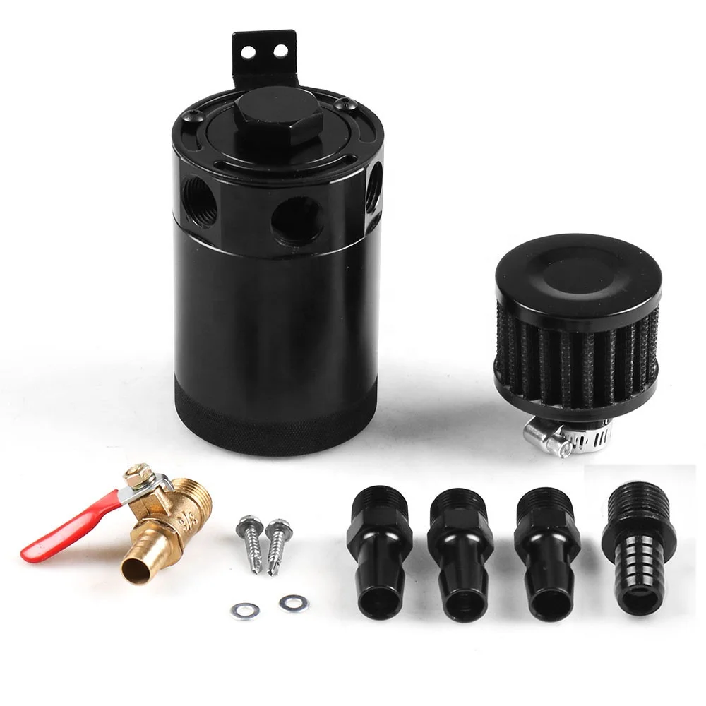 Car Engine Racing Universal Aluminum 3-port Oil Catch Can Tank with Breather Filter Engine Mini Oil Separator - Image 5