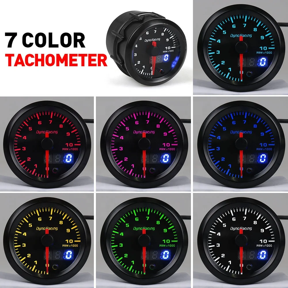 7 Colors Led Car Meter 52mm Dual Display 0-10000 Tachometer Rpm GaugWith Stepper Motor - Image 3