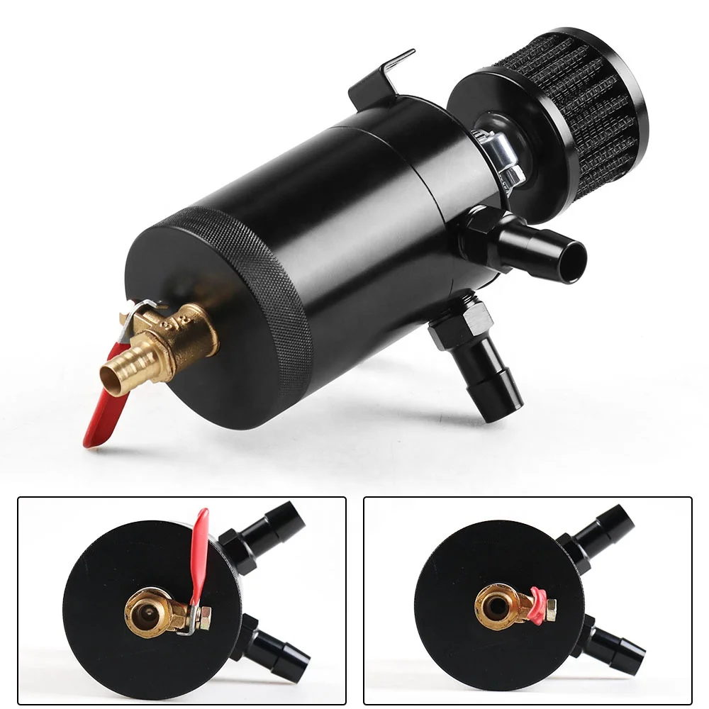 Car Engine Racing Universal Aluminum 3-port Oil Catch Can Tank with Breather Filter Engine Mini Oil Separator - Image 4