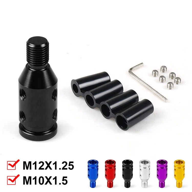 Universal LED Car Thread Aluminum Alloy Manual Gear Shift Knob Adapter 5cm for M10x1.5/M12x1.25 - Image 2