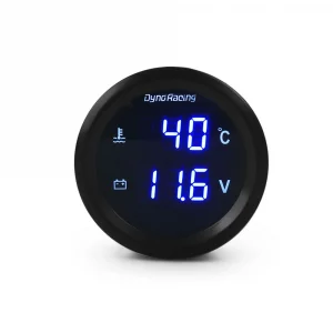 Dynoracing 2" 52mm 2 in 1 Digital Water Temp Gauge Voltmeter 12V/24V Blue Led Car Gauge Car Meter with Temp Sensor 1/8NPT