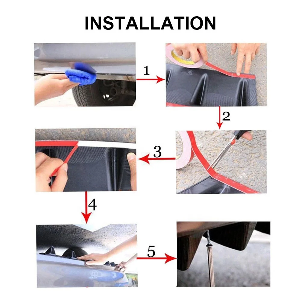 Universal Car Rear Bumper Lip Diffuser 7 Fin Shark Fin Style Carbon Car Back Bumper Spoiler Lip - Image 5