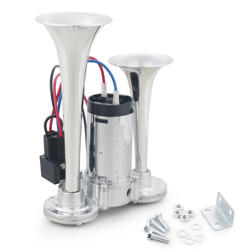 12V 600dB Super Loud Dual Horn Speakers Dual Electric Air Horn Kit With Compressor for Vehicle, Car, Truck, and Bat - Image 3