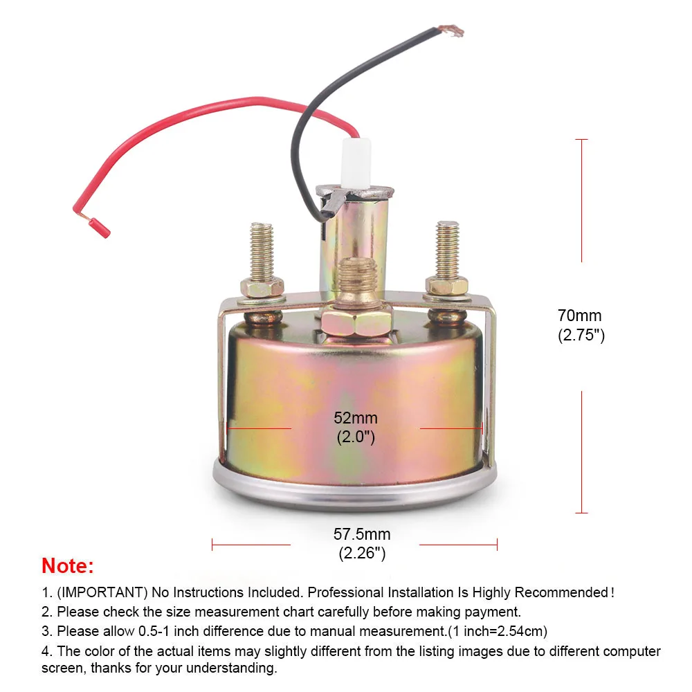 New Dynoracing 52mm Mechanical Oil Pressure Gauge 0-100PSI/1-7kg/cm for Cars Model BX102847 - Image 6