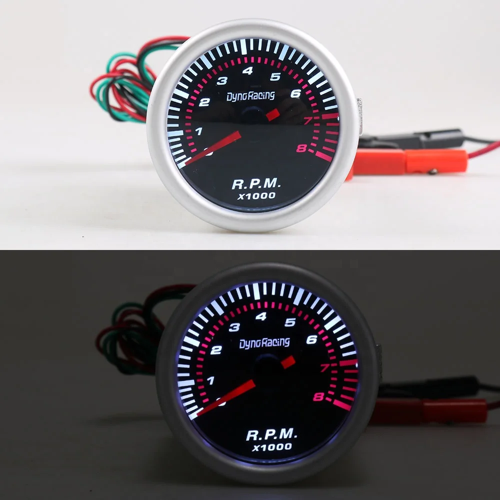 Universal 2'' 52mm Auto Tachometer Smoke Lens White LED 0-8000 RPM Gauge Meter Pointer RPM - Image 3