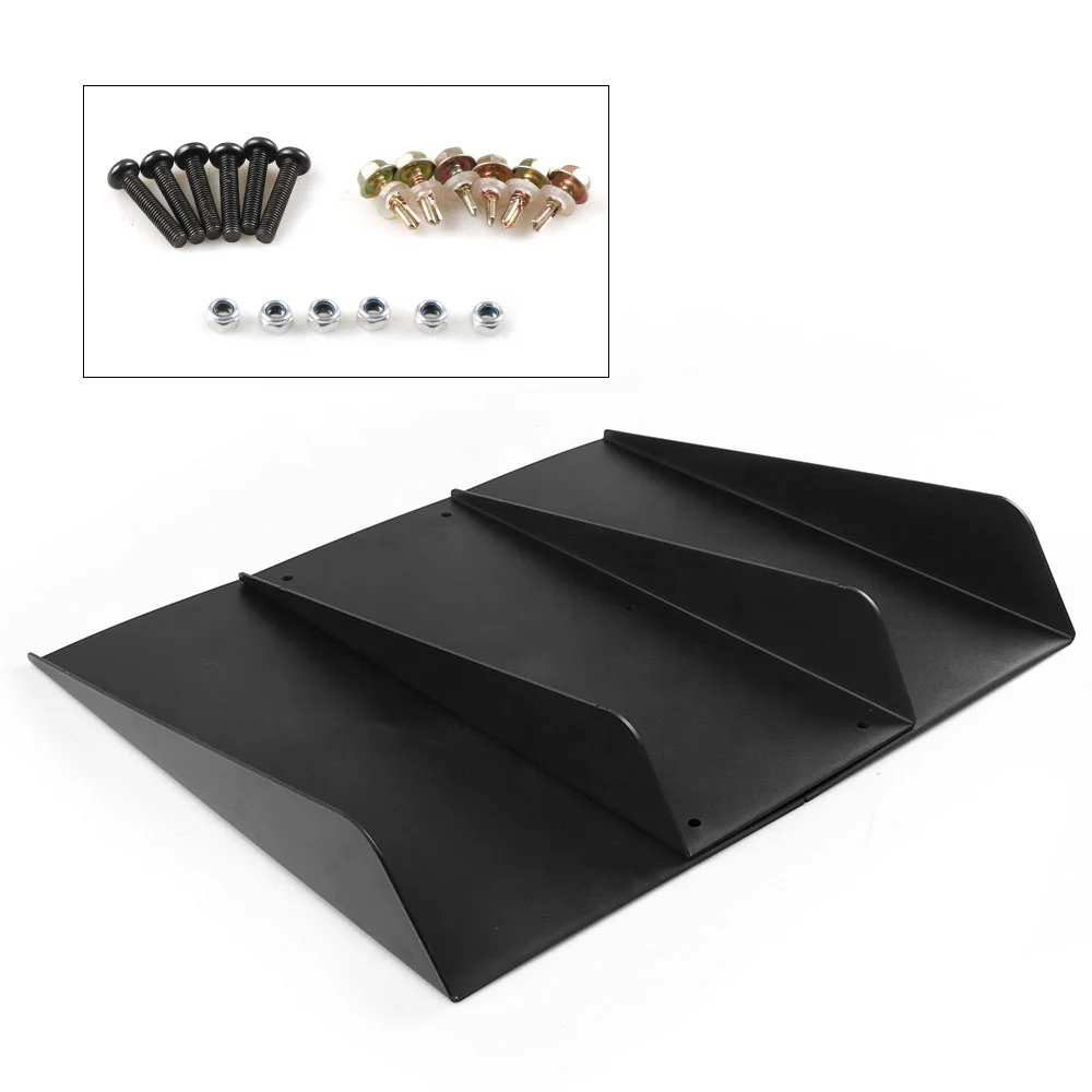 Universal 22" X 21" ABS 4 Fins Black Car Spoiler Decoration Fin Rear Bumper Diffuser Fin - Image 4