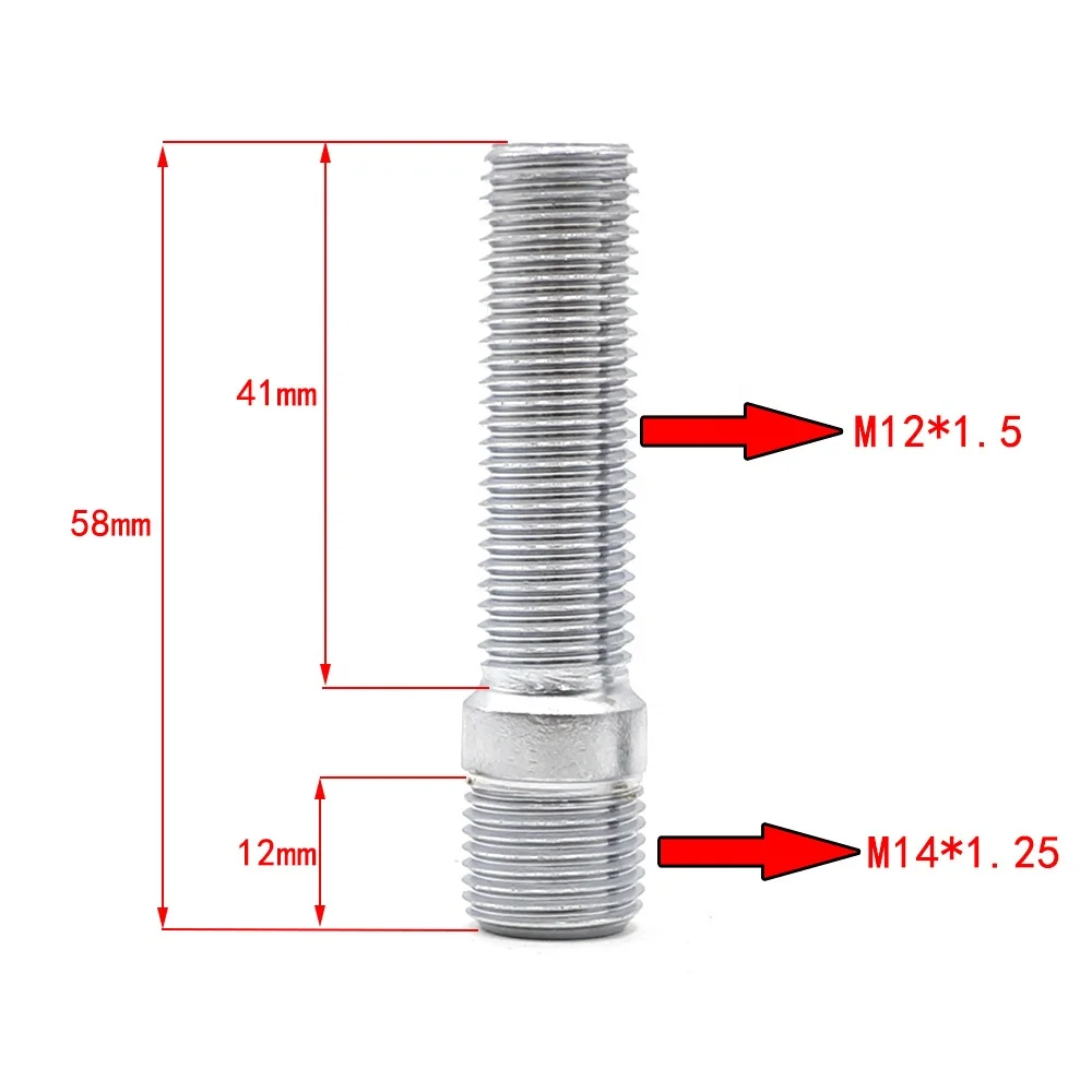 20Pcs M14*1.25 to M12*1.5 Wheel Stud Conversion Tall Lug Bolts to Studs - Image 3