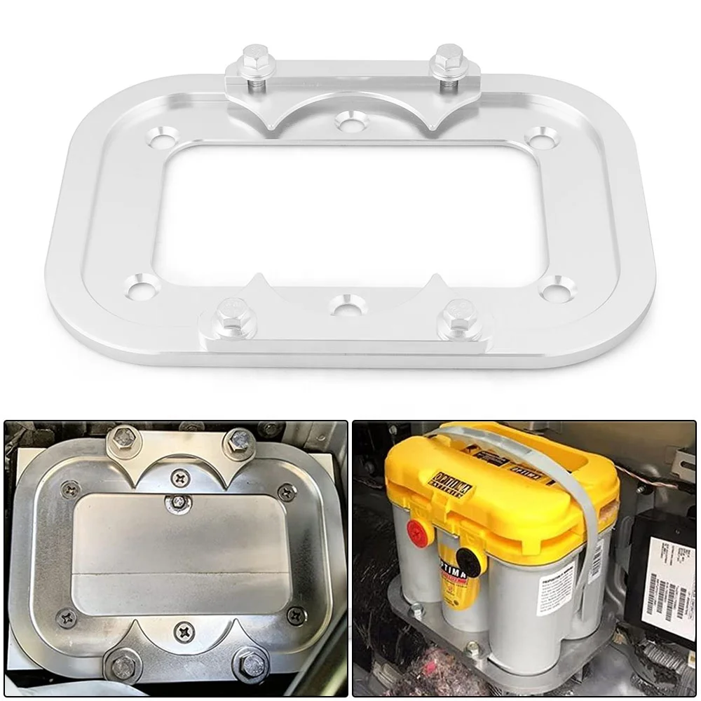 Dynoracing Trunk Battery Hold Down Aluminum Pallet Bracket for Optima EV S1LF Silver 2021- Model 34M D34M D34 D34/78 - Image 6