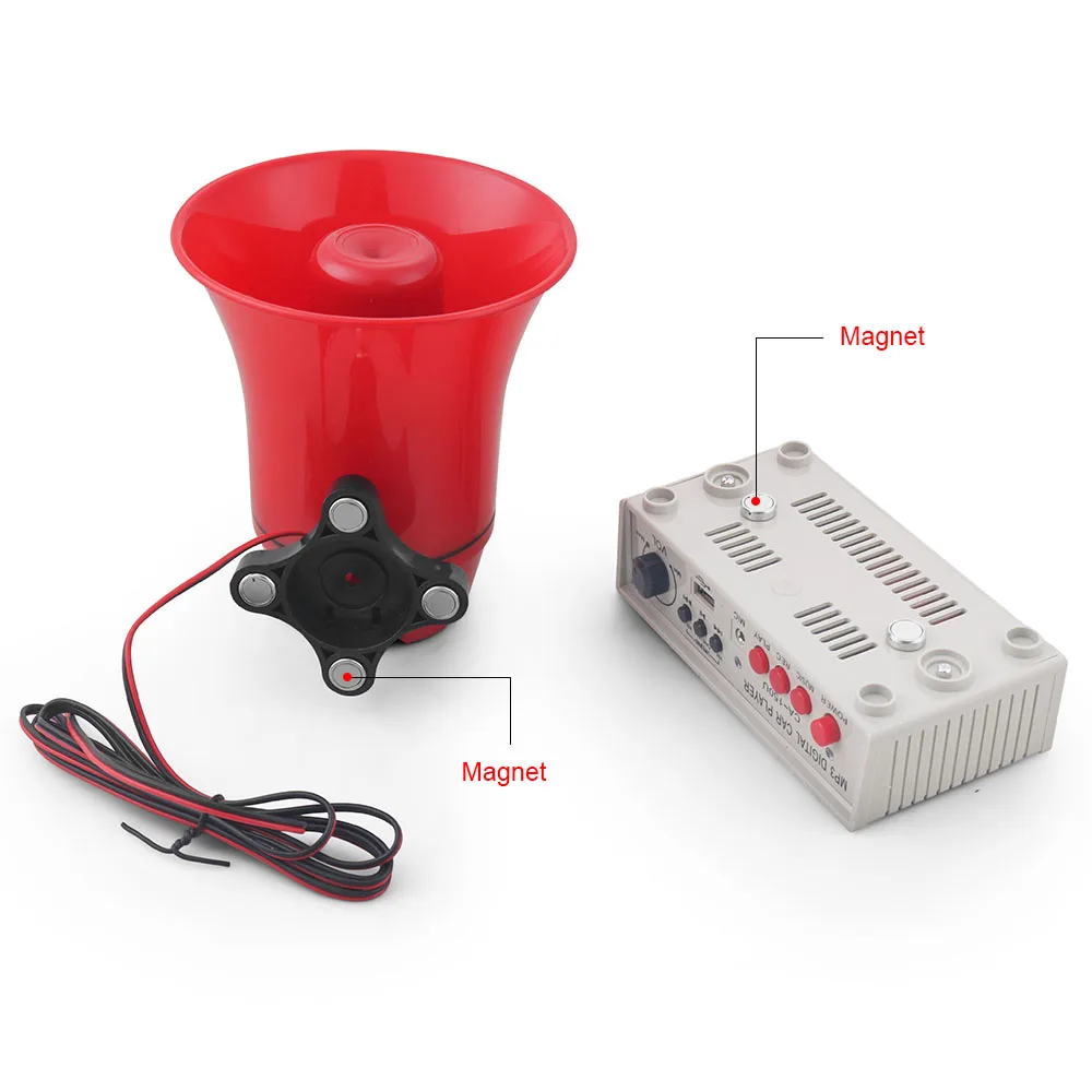 Customizable 12V 130dB Car Sound Warning Alarm ABS Siren Horn Speaker Amplifiers MIC System Card Reader MP3 Player - Image 2