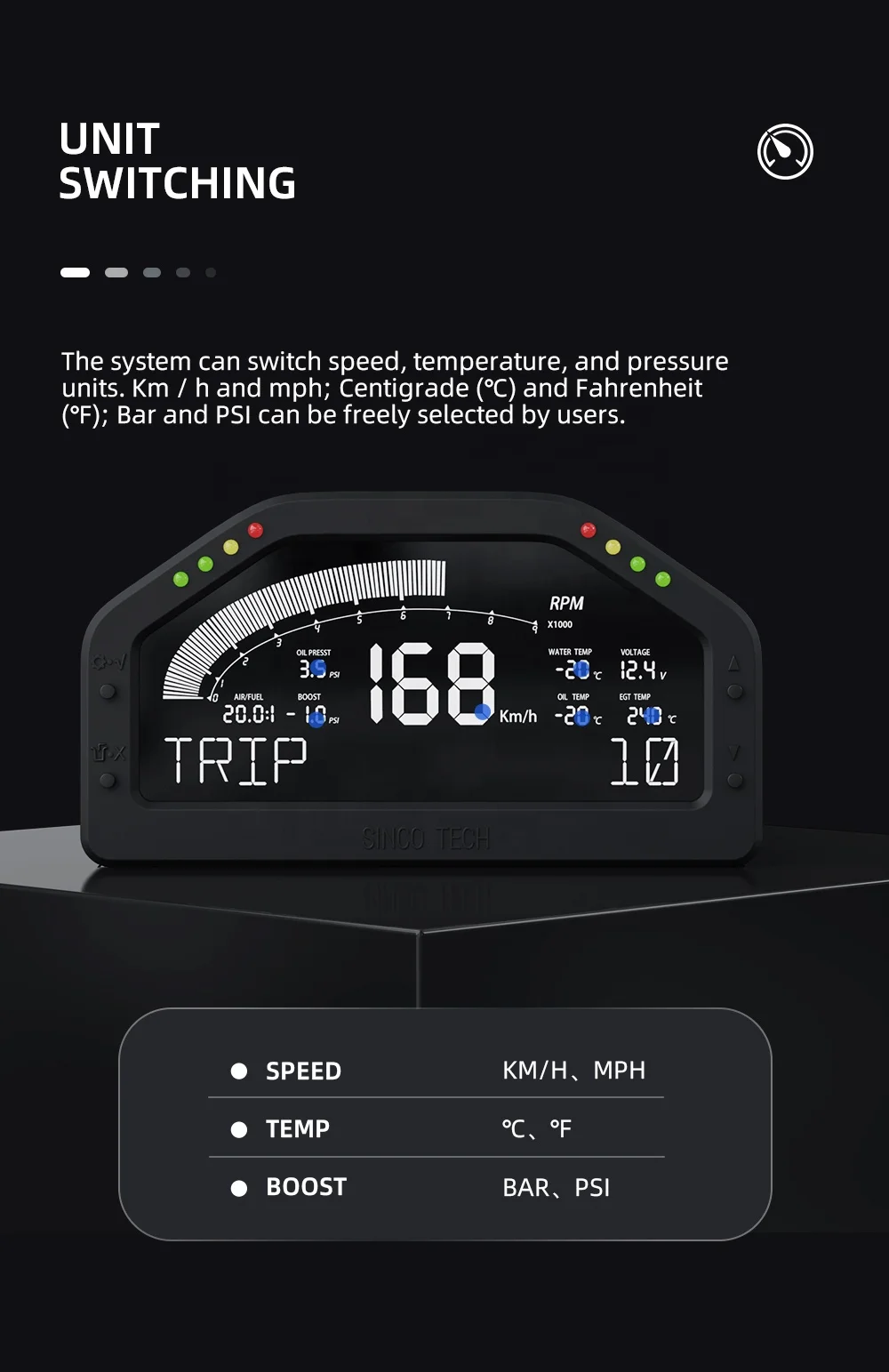 New Dynoracing 11 1 Rally 7 Colors Car Race Dash Dashboard LCD Digital Display Gauge Waterproof Full Sensor Kit Tachometer DO926 - Image 4