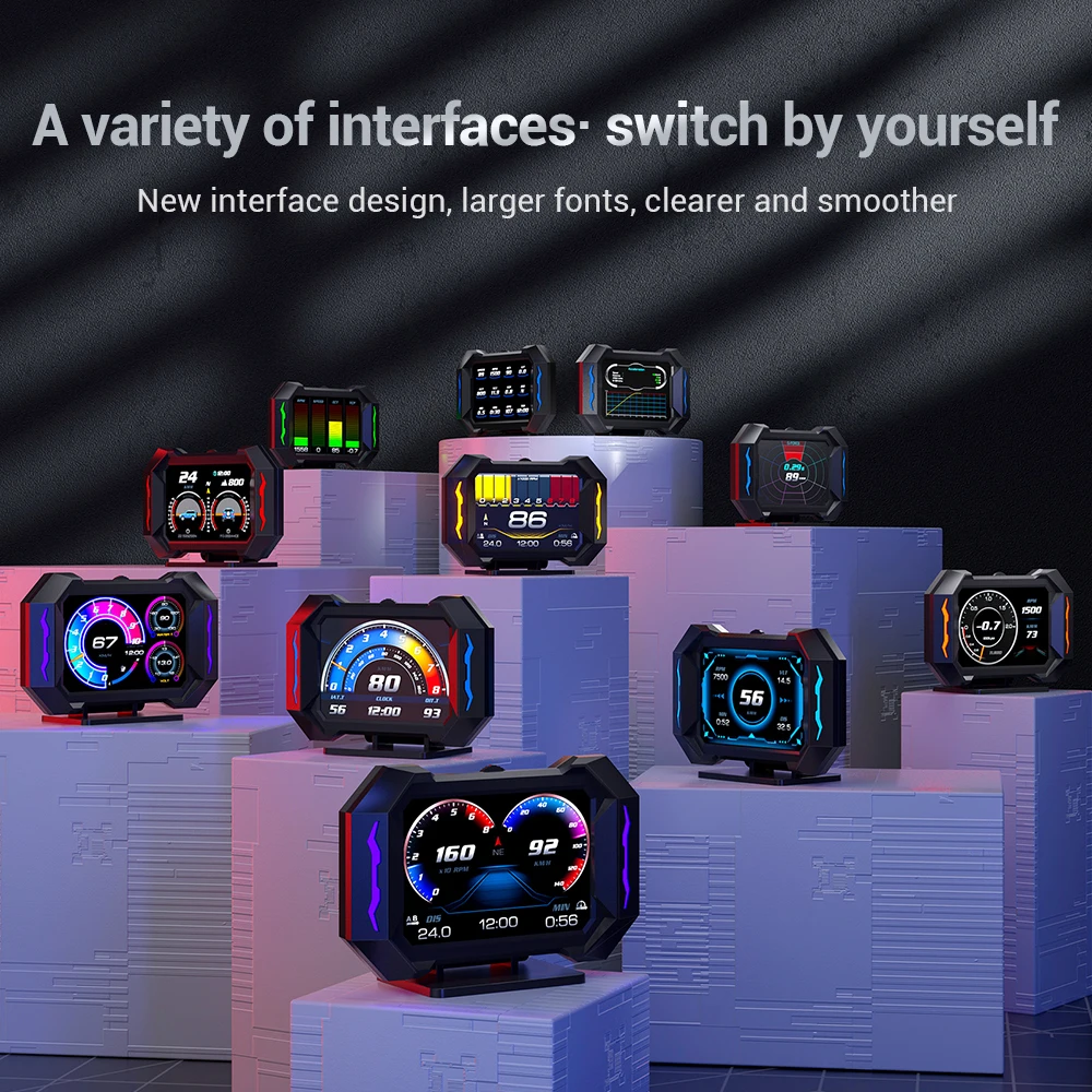 OBDII+GPS HUD P25 Head up Display Car Digital Speedometer Water Temp Fuel Consumption Slope Meter Slope Inclination Alarm - Image 4
