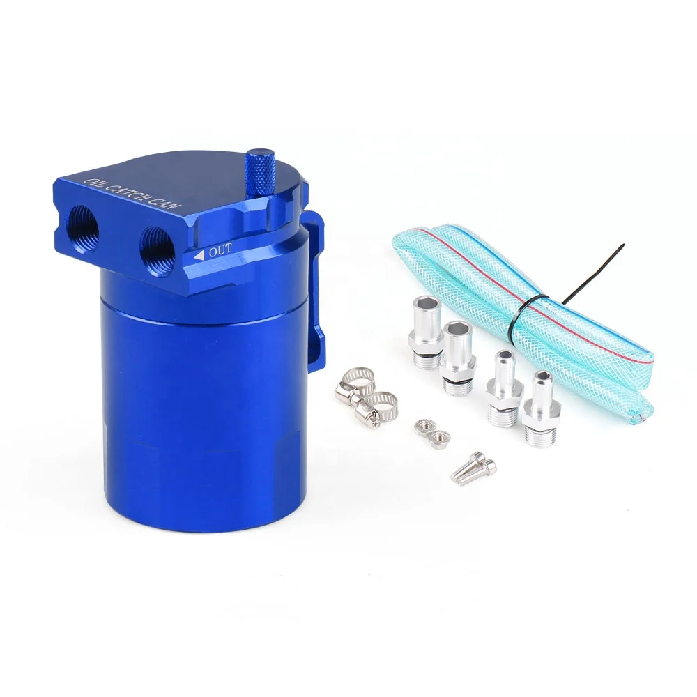 Universal Baffled Aluminum Reservoir Tank Oil Tank Oil Catch Can with 9mm&15mm Fittings and Oil Dipstick - Image 3