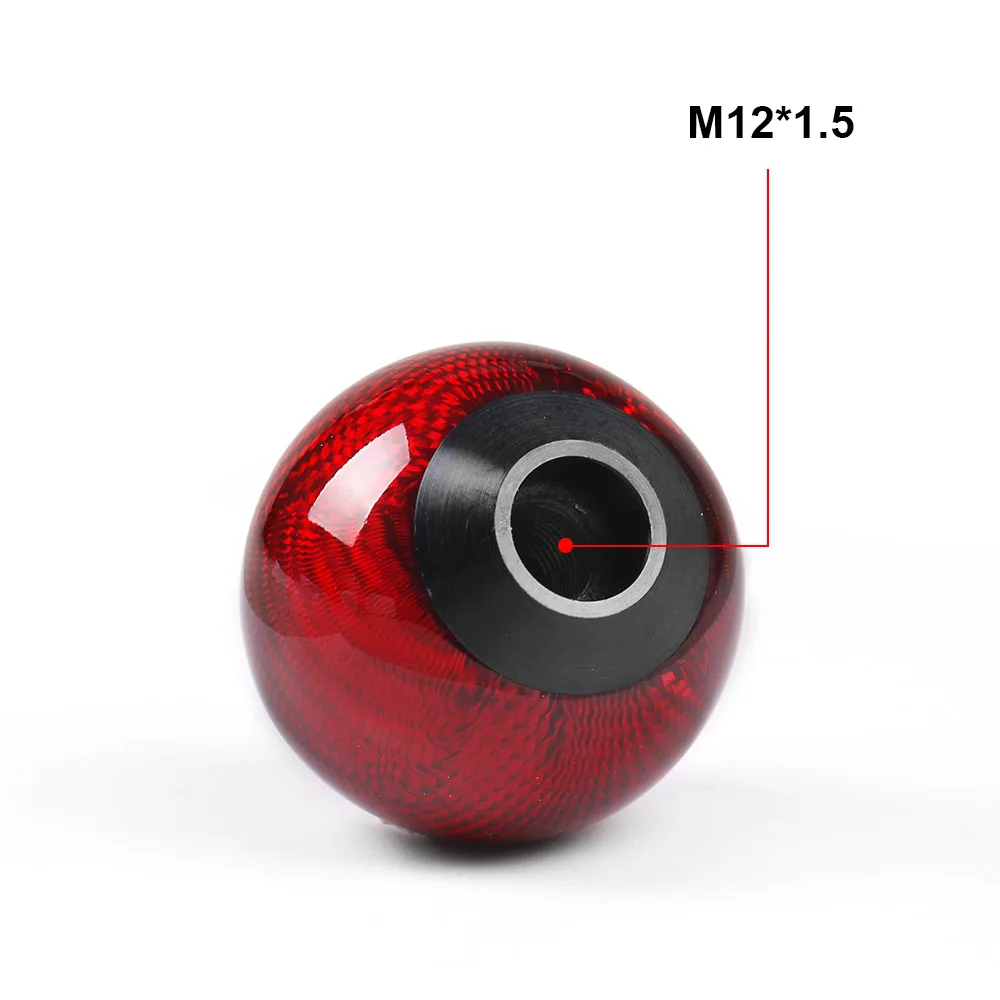 Real Universal Car Gear Shifter Lever Round Ball Shape Carbon Fiber Gear Shift Knob - Image 3