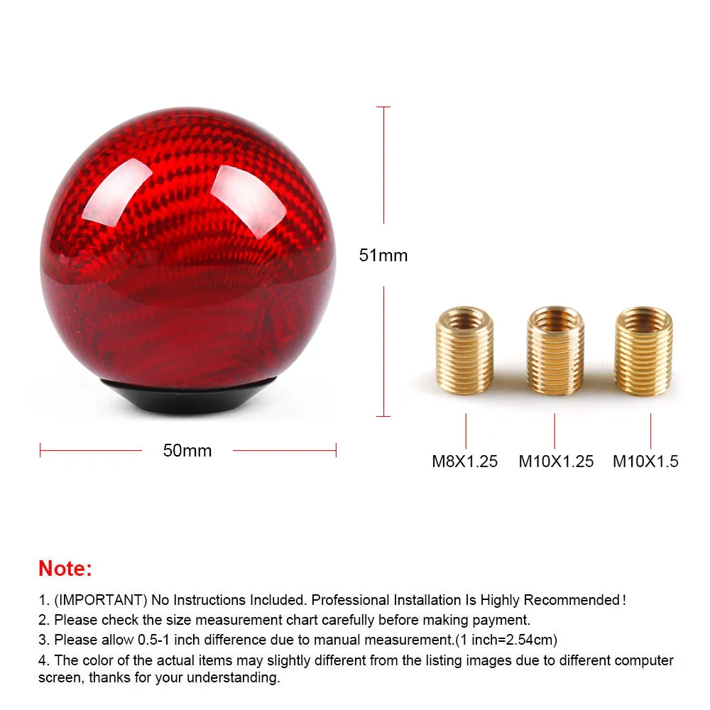 Real Universal Car Gear Shifter Lever Round Ball Shape Carbon Fiber Gear Shift Knob - Image 4