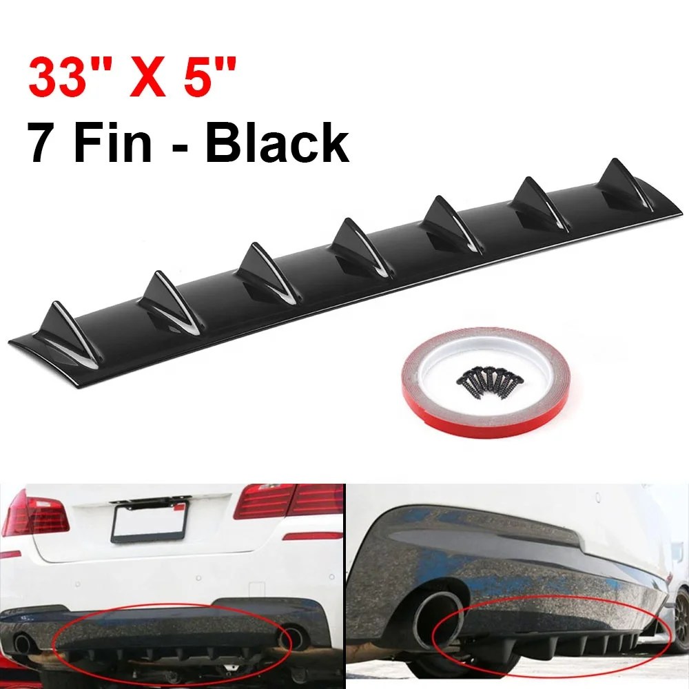 Universal Car Rear Bumper Lip Diffuser 7 Fin Shark Fin Style Carbon Car Back Bumper Spoiler Lip - Image 3