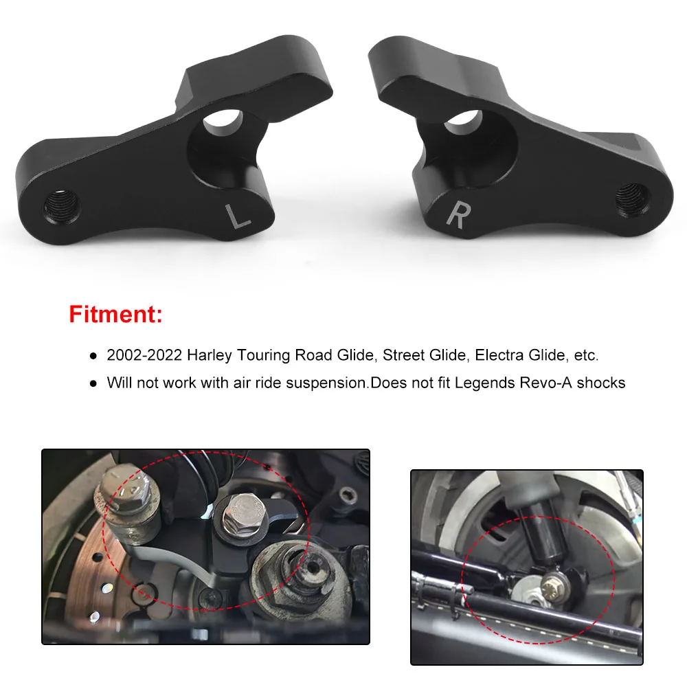 2 Inch Lowering Blocks Kit for Harley Davidson 2002-2023 Touring Street Glide Rear Slam (For Harley/Davidson Touring Models) - Image 6