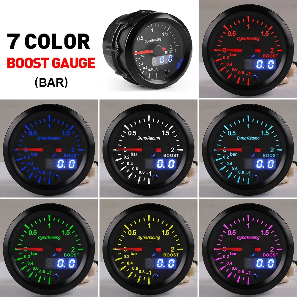 2'' 52mm Meter Boost 7 Colors Led Dual Display Boost Gauge With Stepper Motor Car Meter - Image 4