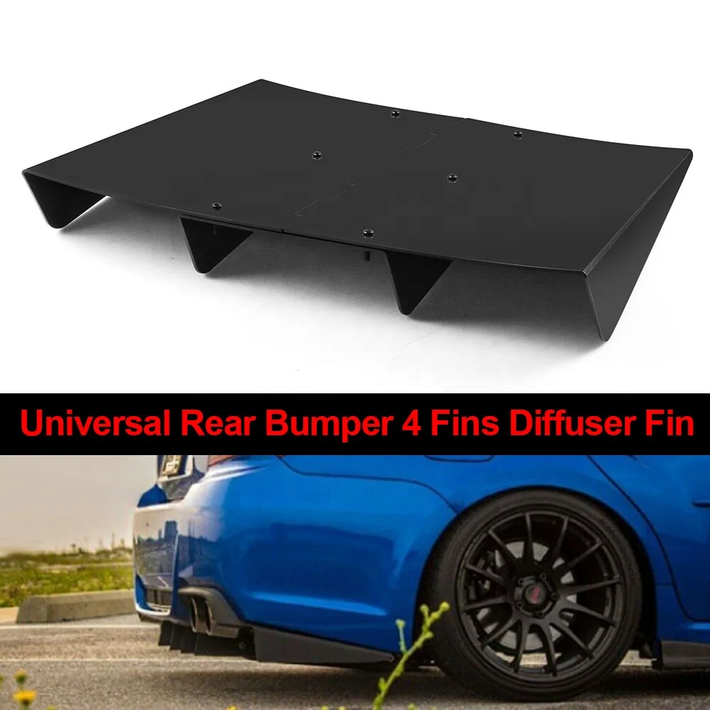 Universal 22" X 21" ABS 4 Fins Black Car Spoiler Decoration Fin Rear Bumper Diffuser Fin - Image 5