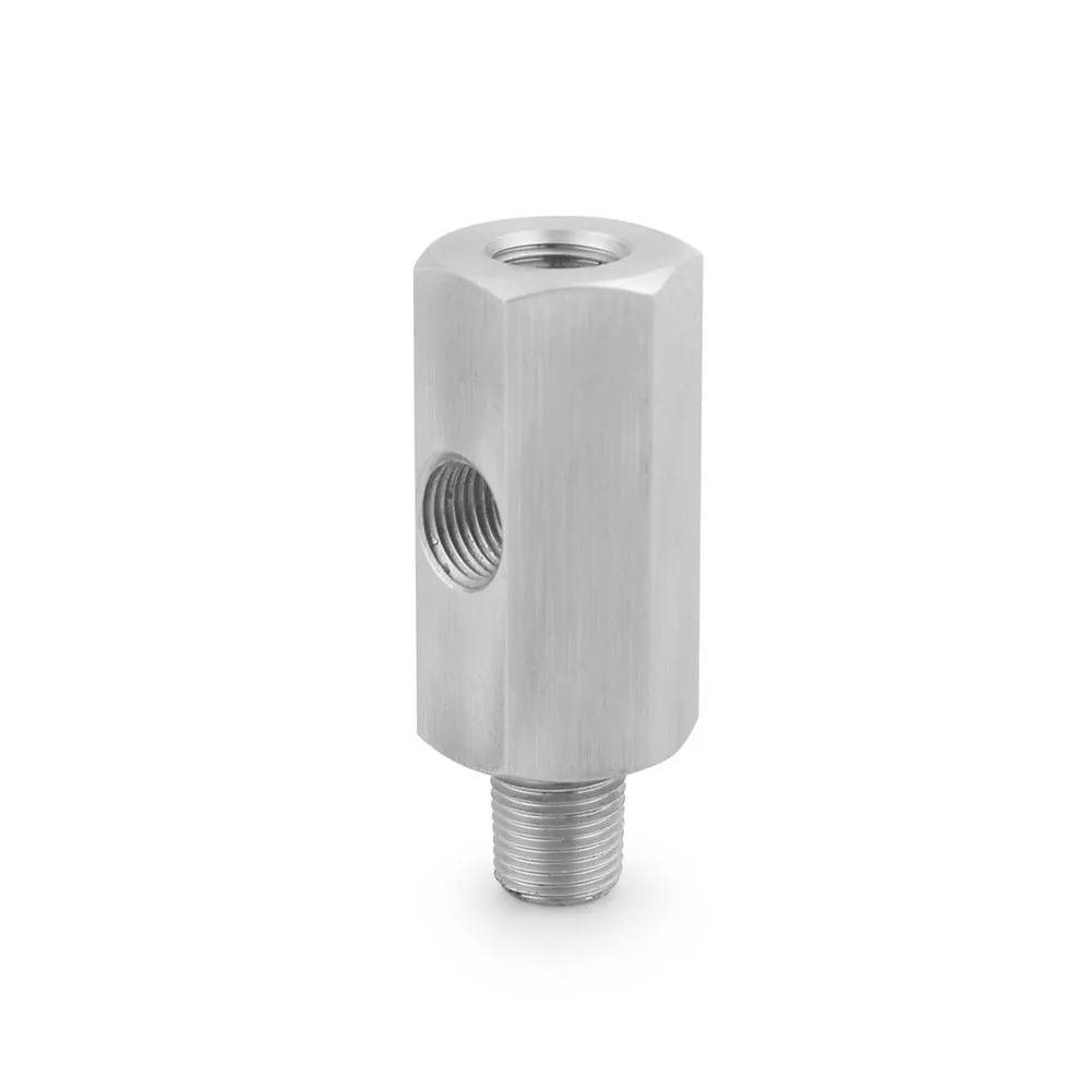 New Dynoracing Stainless Steel Side Holes 1/8"NPT Female M12 M10 M14 1/4NPT Oil Pressure Sensor Connector Feed Line Gauge Tee - Image 4