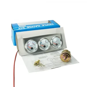 Chrome 52MM Triple Gauge Kit Voltmeter Water Temp Gauge Oil Pressure Gauge With Sensor Car Meter