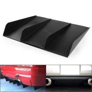 Universal 22" X 21" ABS 4 Fins Black Car Spoiler Decoration Fin Rear Bumper Diffuser Fin