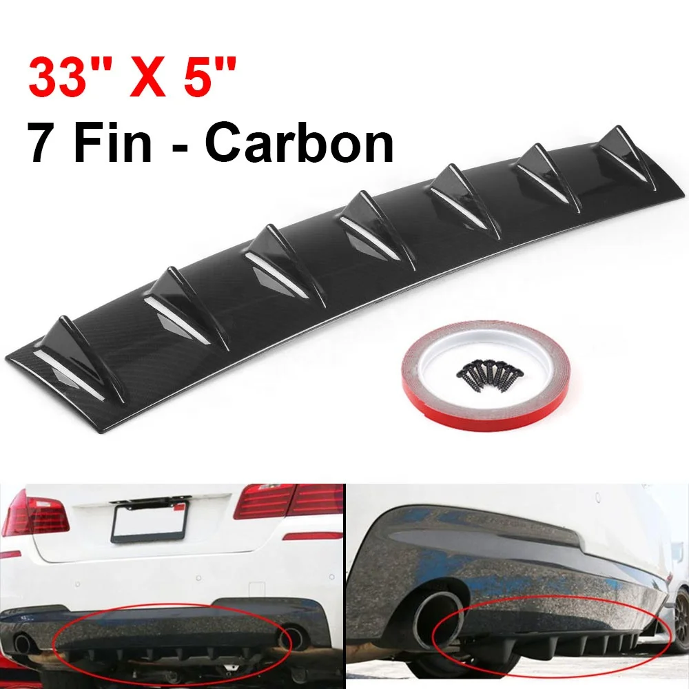 Universal Car Rear Bumper Lip Diffuser 7 Fin Shark Fin Style Carbon Car Back Bumper Spoiler Lip - Image 4