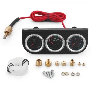 2-Inch Black Panel for Auto Meter Kit with Water Temp in Fahrenheit/Celsius Voltmeter Oil Press Gauge PSI & Kg/cm² Yellow Light