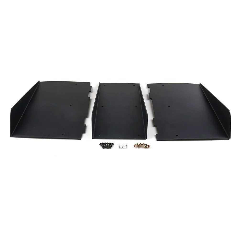 Universal 22" X 21" ABS 4 Fins Black Car Spoiler Decoration Fin Rear Bumper Diffuser Fin - Image 6