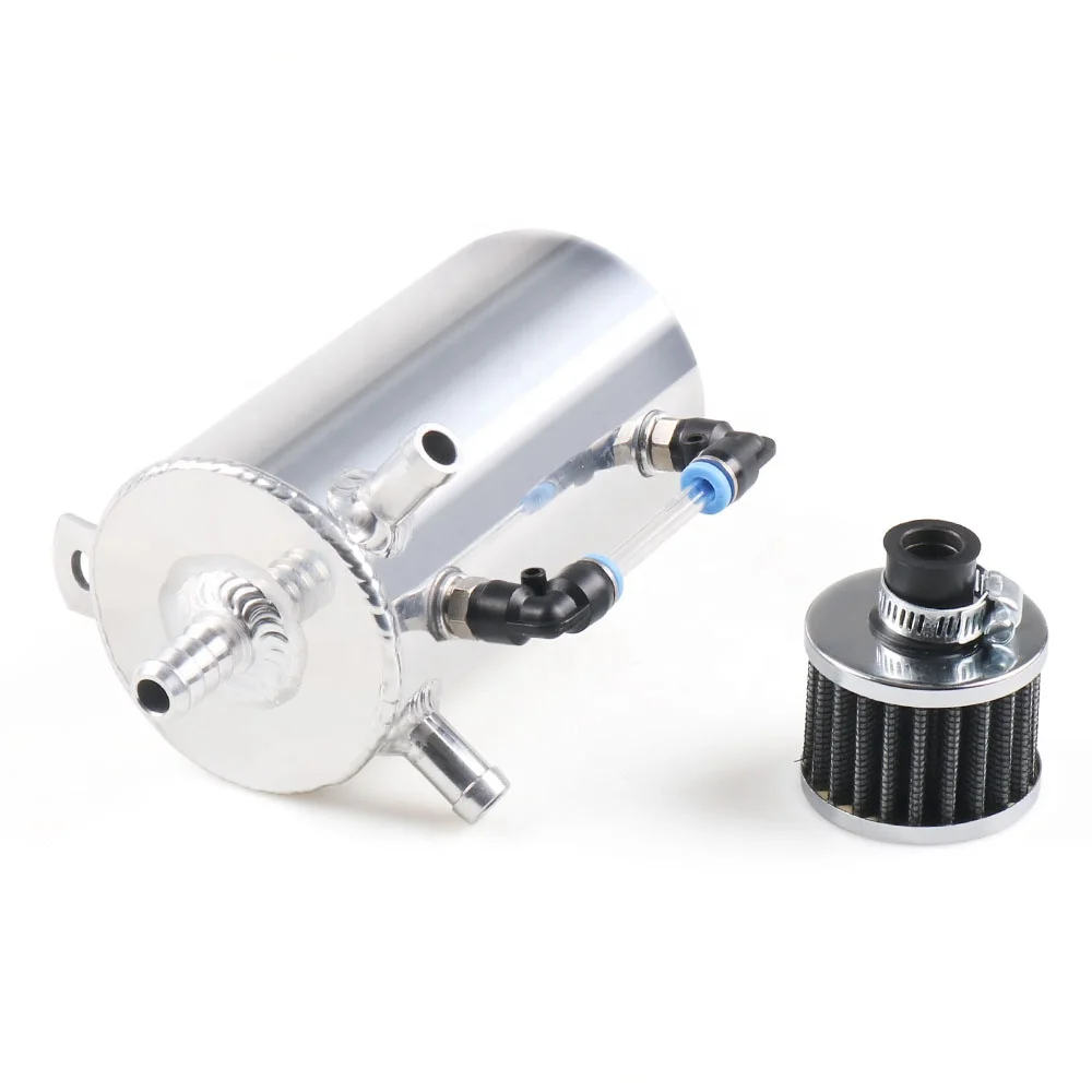 New Universal Aluminum Fuel Tank 0.5L Oil Catch Can with Breather Filter