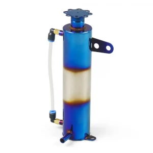 New Universal Radiator Coolant Cooling Burnt Blue Stainless Steel Catch Tank Overflow Reservoir 400ML Cylindrical Dynoracing