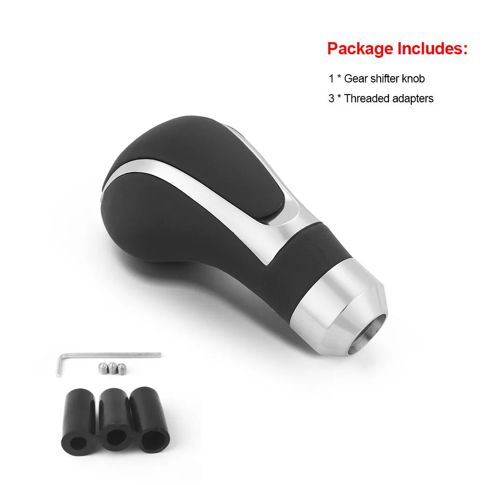 Aluminium & PU Leather Universal 5 Speed Car Gear Shift Knob with Three Adapters for Manual Transmission - Image 6