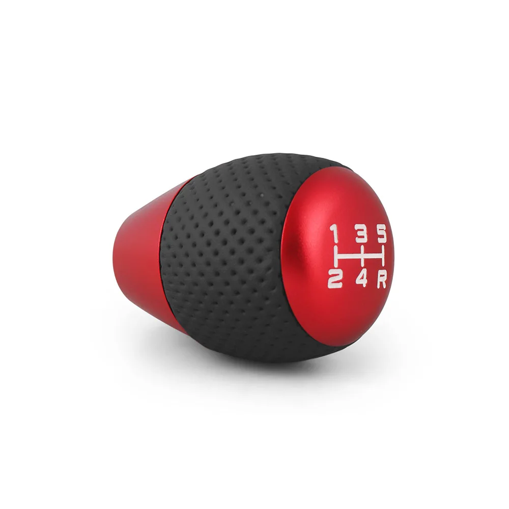Dynoracing Universal Leather Aluminium ABS Car Gear Shift Knob 5 Speed for M8/M10/M12 Adapter Sizes - Image 2