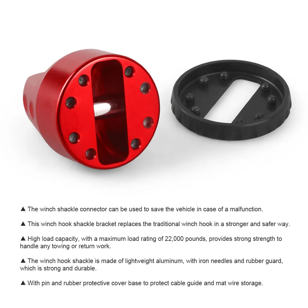 Winch Hook Shackle Stand Rubber Protective Cover 22000lb Load Rating for Jeep Wrangler ATV UTV SUV 3/8" Winch Wire 3/4" D-ring - Image 4