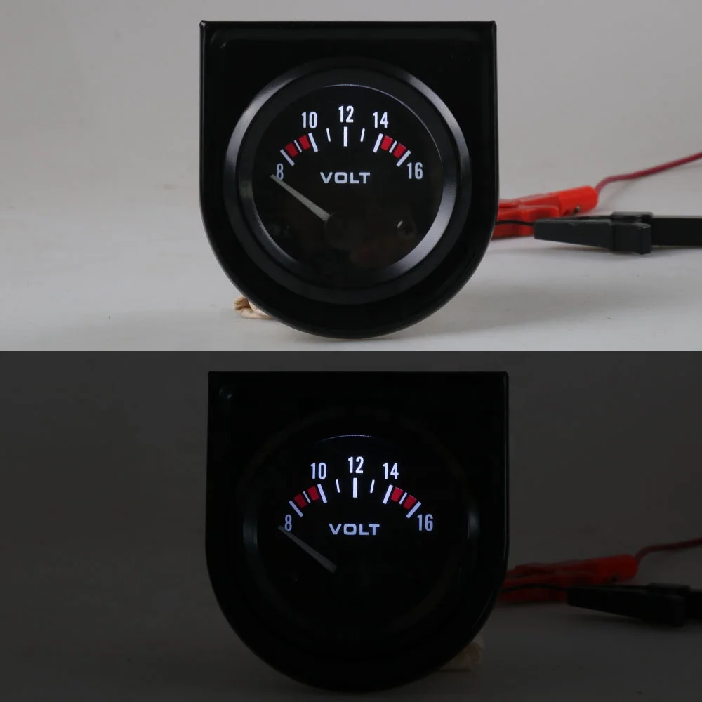 Universal 2" 52mm Racing Car 8-16 Volts Meter White Led Auto Volt Gauge - Image 2
