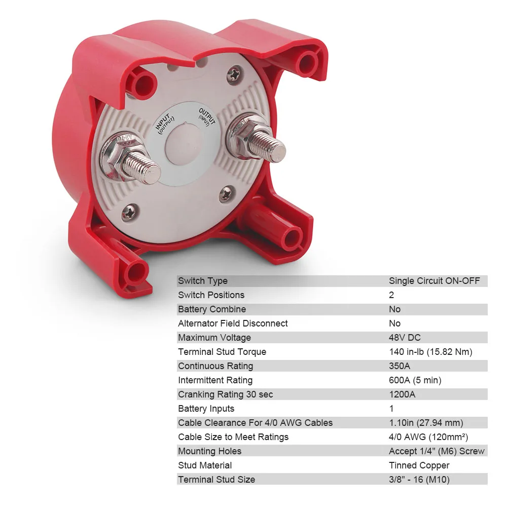 New 2 Position Battery Disconnect Switch 48V 350A E-series IP66 Protection for Camper RV Boat - Image 5