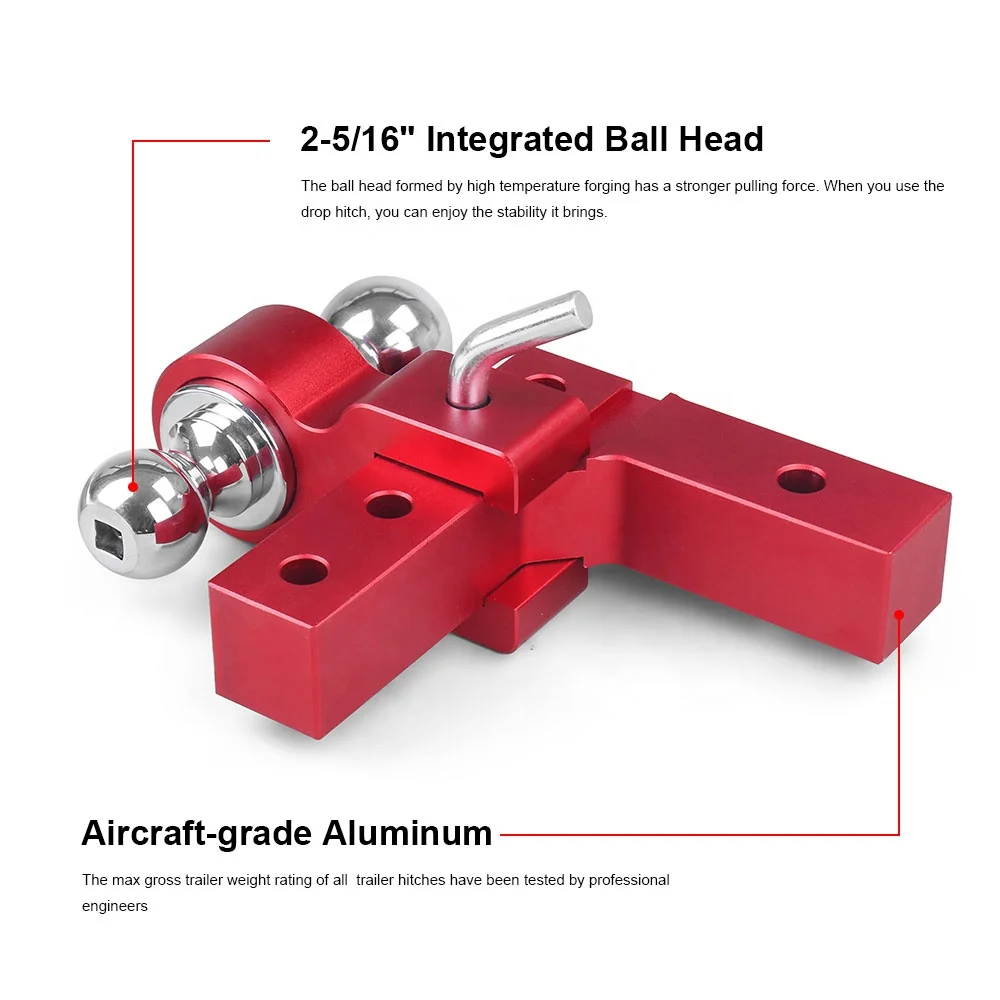 6'' Adjustable Trailer Hitch Ball Mount 6'' Drop & Rise Tractor Mount Towing Trailer Hitch With Hitch Pins 2"& 2-5/16" Dual Ball - Image 4