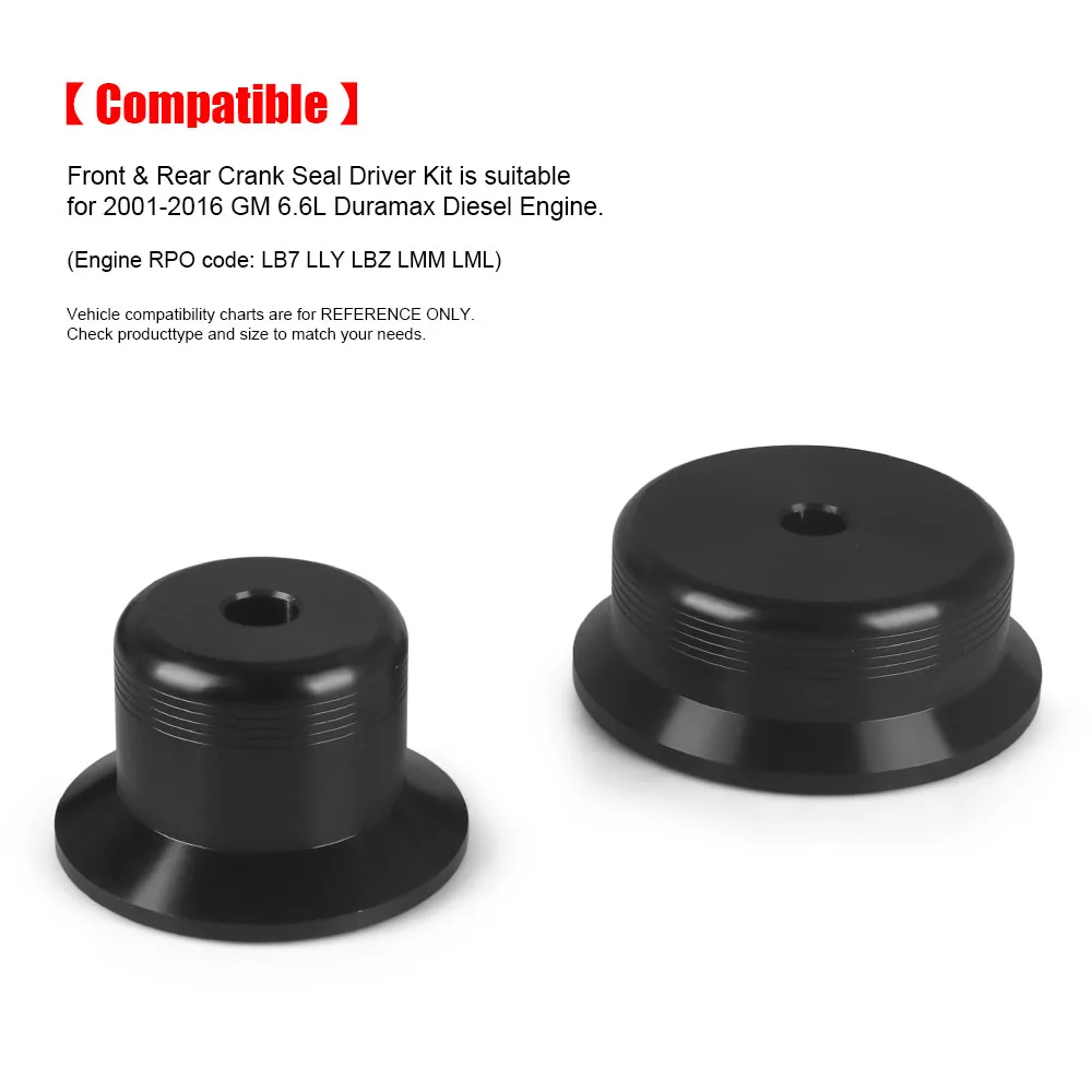 Front and Rear Main Crankshaft Seal Driver Kit for Duramax Diesel for GM 6.6L 2001-2016 Aluminum Black - Image 5