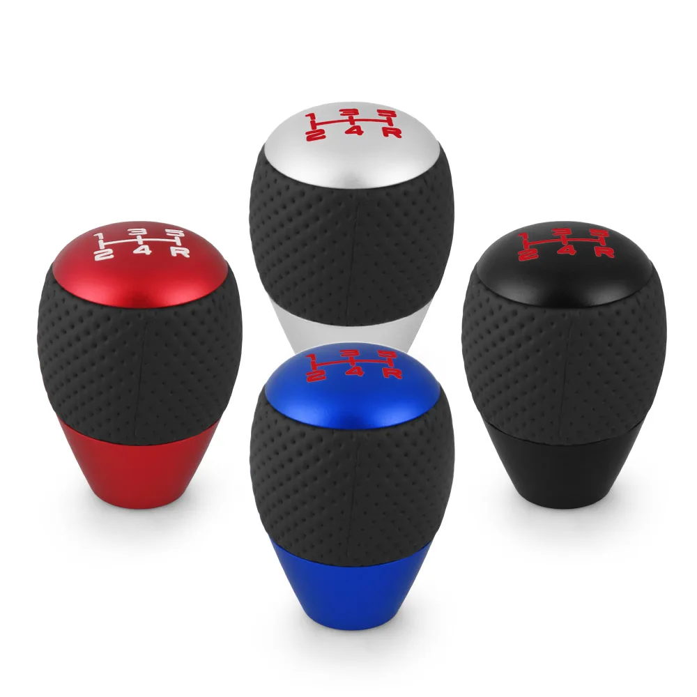 Dynoracing Universal Leather Aluminium ABS Car Gear Shift Knob 5 Speed for M8/M10/M12 Adapter Sizes - Image 4