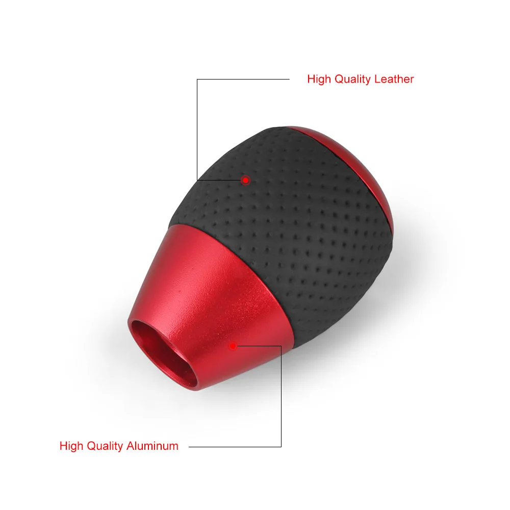 Dynoracing Universal Leather Aluminium ABS Car Gear Shift Knob 5 Speed for M8/M10/M12 Adapter Sizes - Image 5