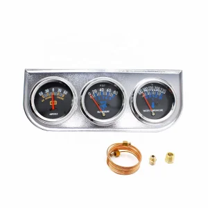 2" 52MM Universal 3 in 1 Amp Meter Oil Pressure Water Temp Gauge Chrome Triple Gauge Kit Car Meter